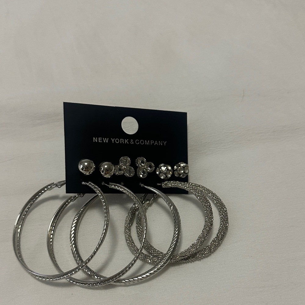 New York & Company Silver Earring Trio Set